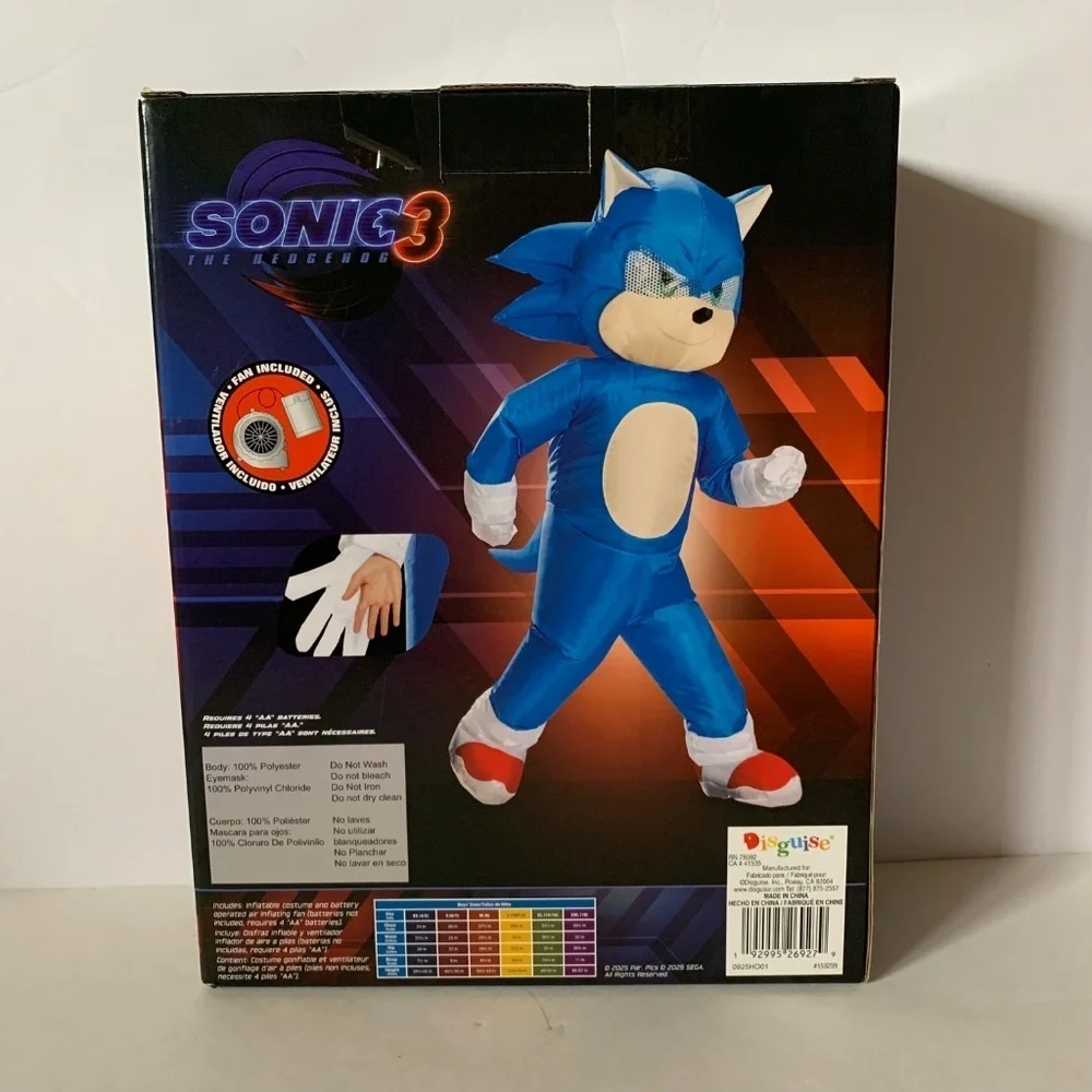 NIB. SONIC The Hedgehog Inflatable Kids Costume